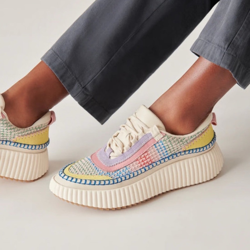 Dolce Vita Dolen Funfetti Knit Woven Platform Sneakers - Size 6